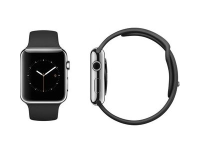 Apple Watch 38mm Stainless Steel Case with Black Sport Band MJ2Y2