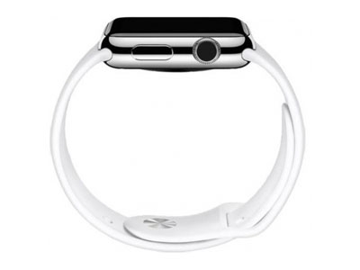 Apple Watch 38mm Stainless Steel Case with White Sport Band MJ302