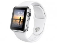 Apple Watch 38mm Stainless Steel Case with White Sport Band MJ302